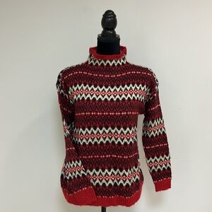 NWT Chaps Red, Black, White Sweater, Size M